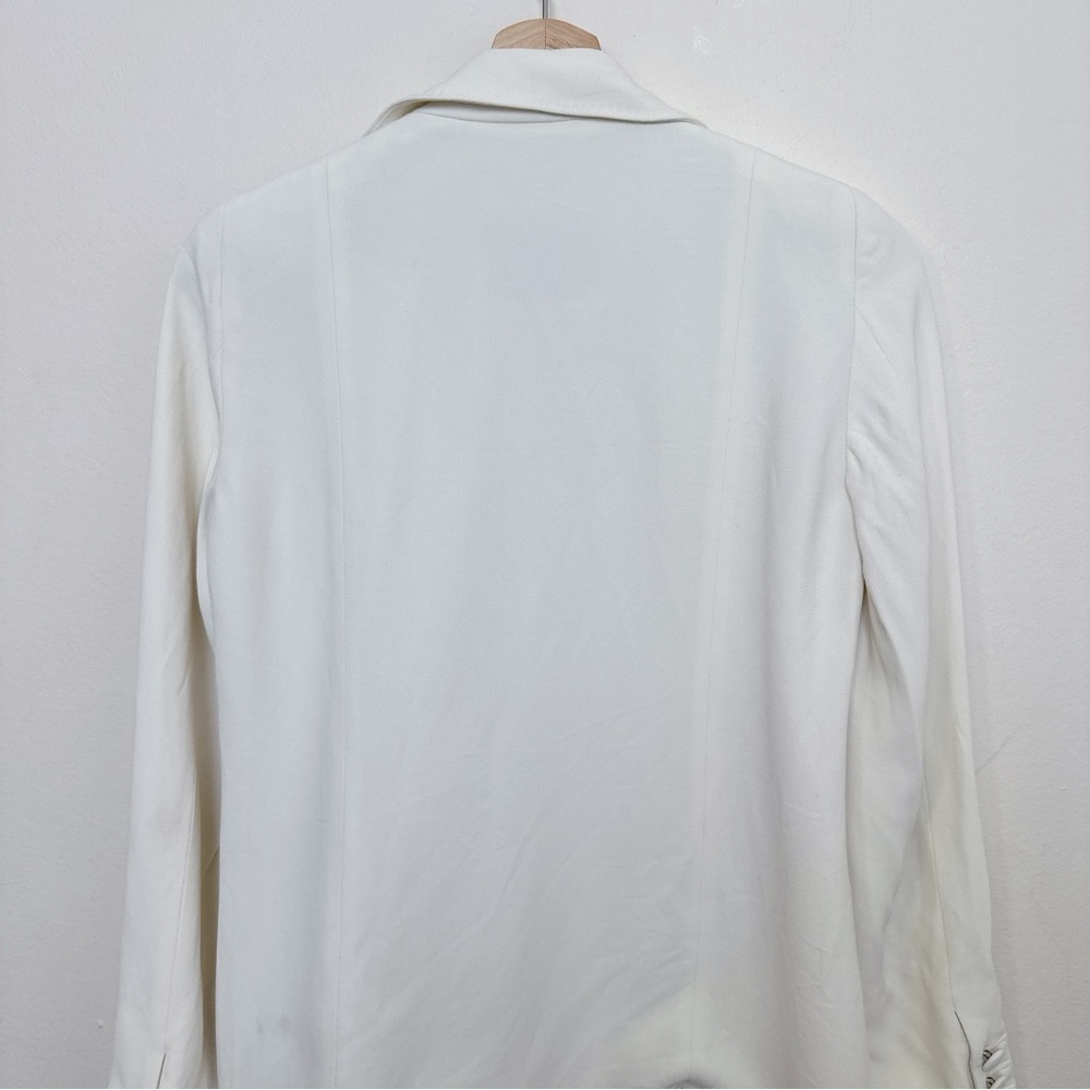 Moschino Womens 6 Ivory Vintage Crepe Button Blazer Italy - Picture 13 of 16